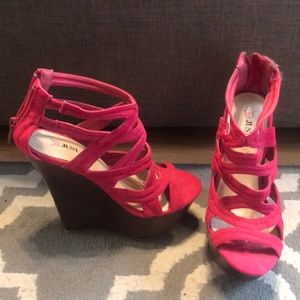Pink platform sandals